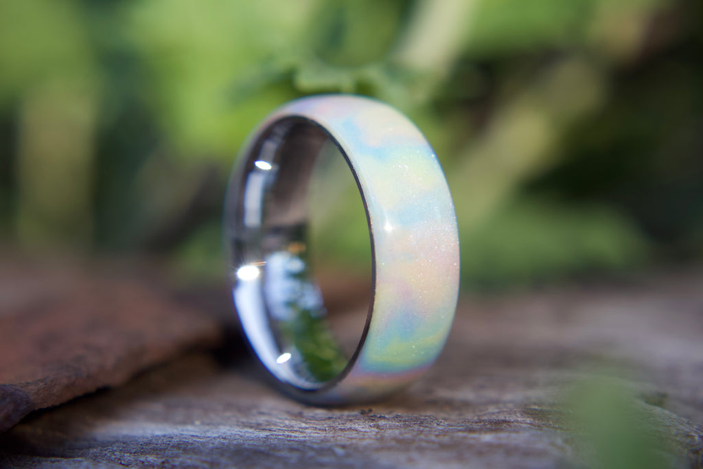 Unicorn ring with pastel colours and diamond dust infused