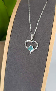 Paw Print Hollow Heart Pendant