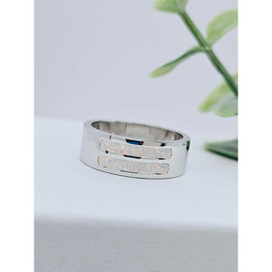 Silver Mens Double Inlay Ring