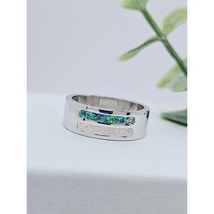 Silver Mens Double Inlay Ring