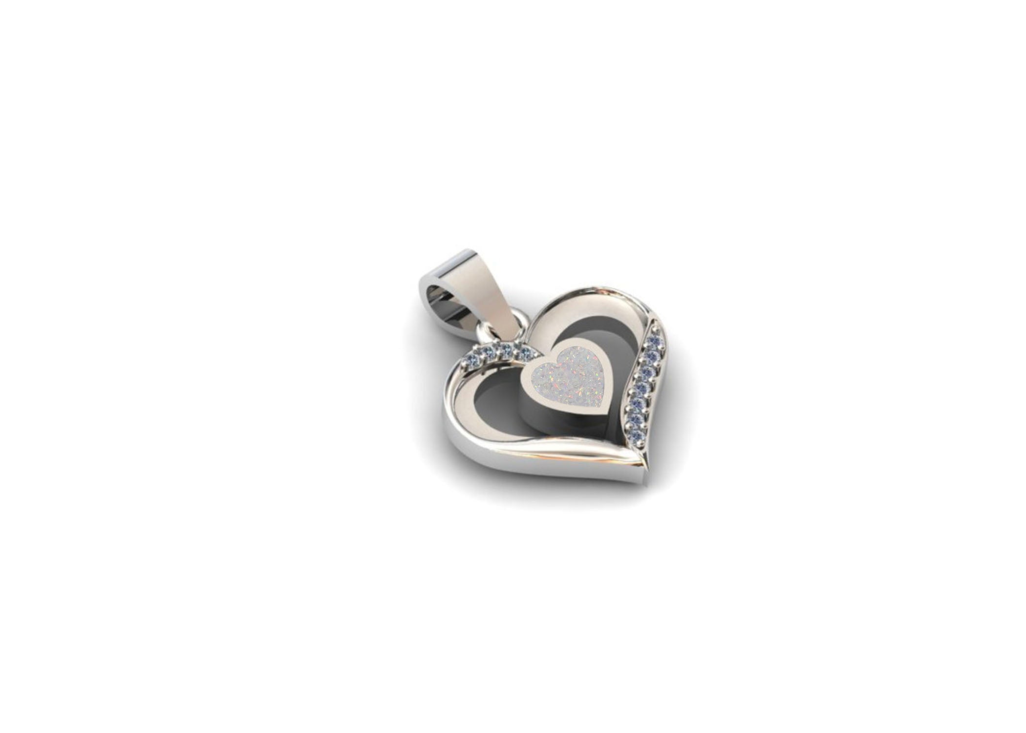 Double Heart Pendant with Crystals