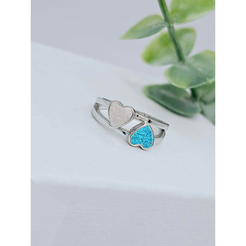 Silver Double Heart Ring
