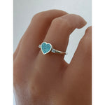 Load image into Gallery viewer, Silver Heart Ring with two Cubic Zirconia
