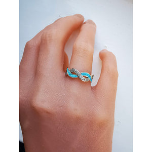 Silver Double Wave with Gems