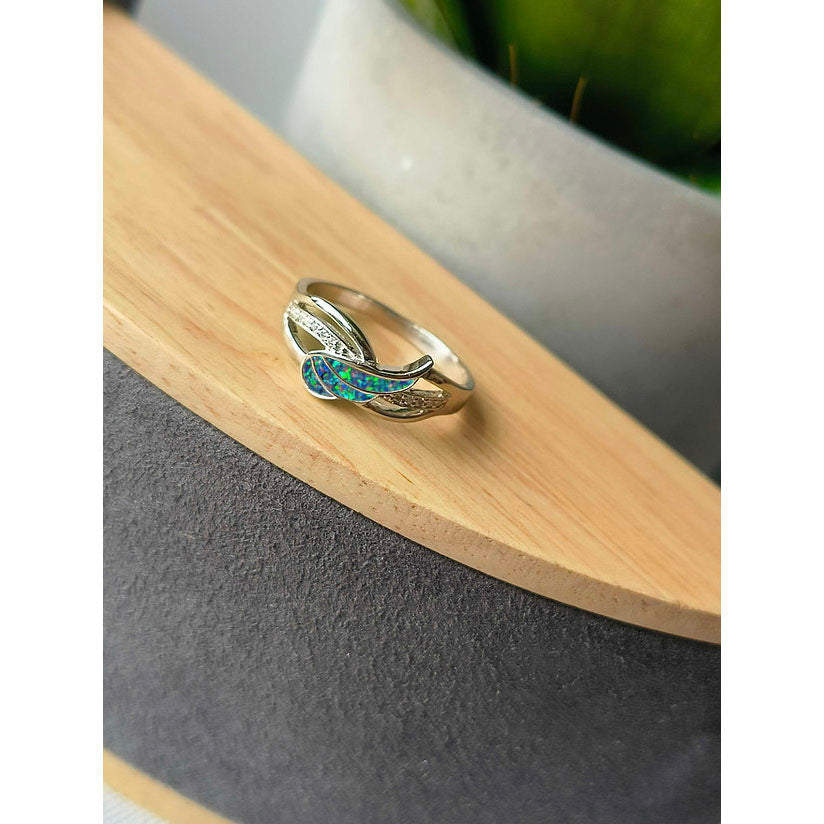 Silver Angel Wings Ring with Cubic Zirconia