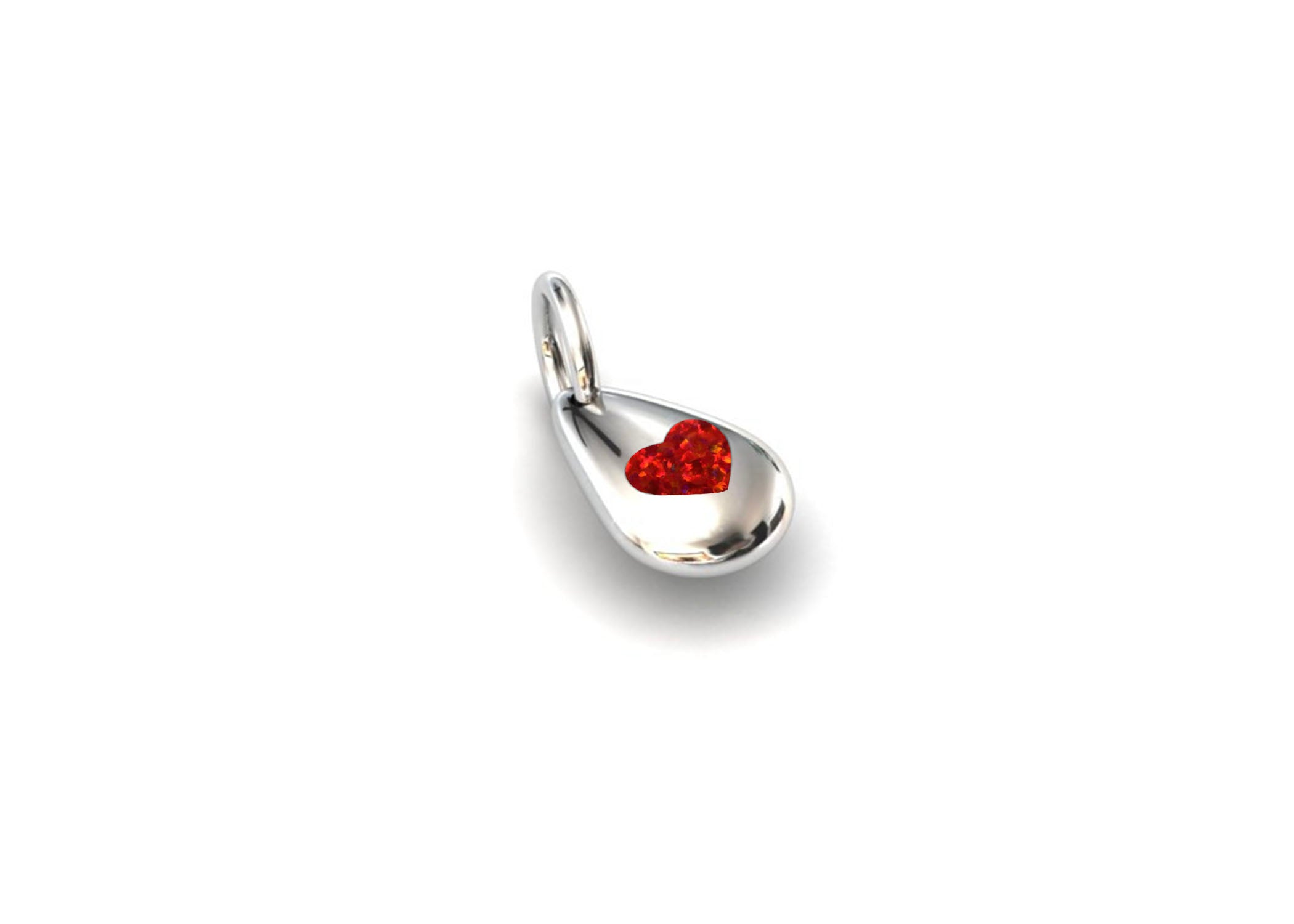 Silver Solid Pebble Heart Pendant