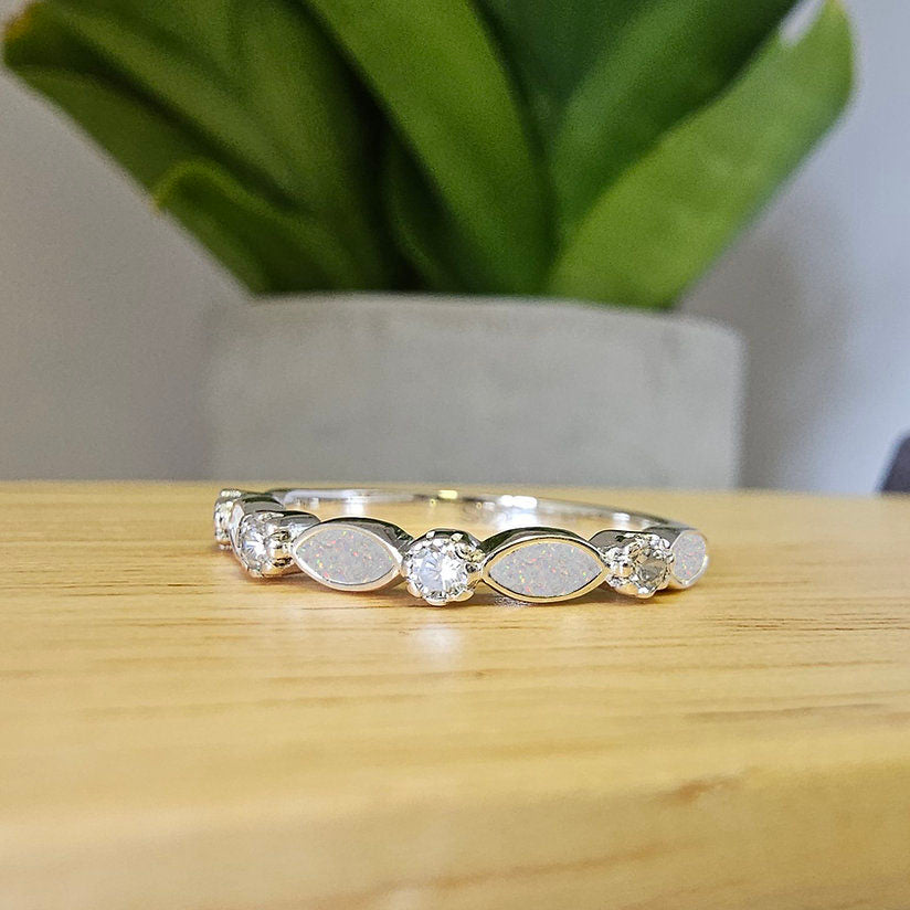 Silver Half Marquise with Cubic Zirconia