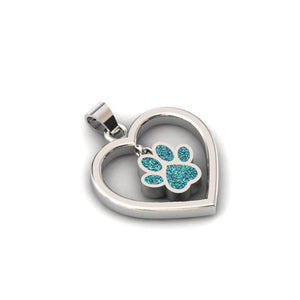 Silver Heart Dangling Paw