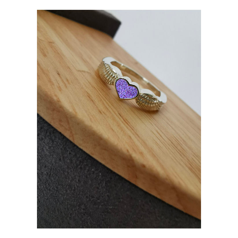 Silver Angel Wing Heart