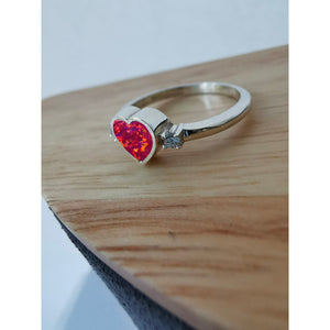Silver Heart Ring with two Cubic Zirconia