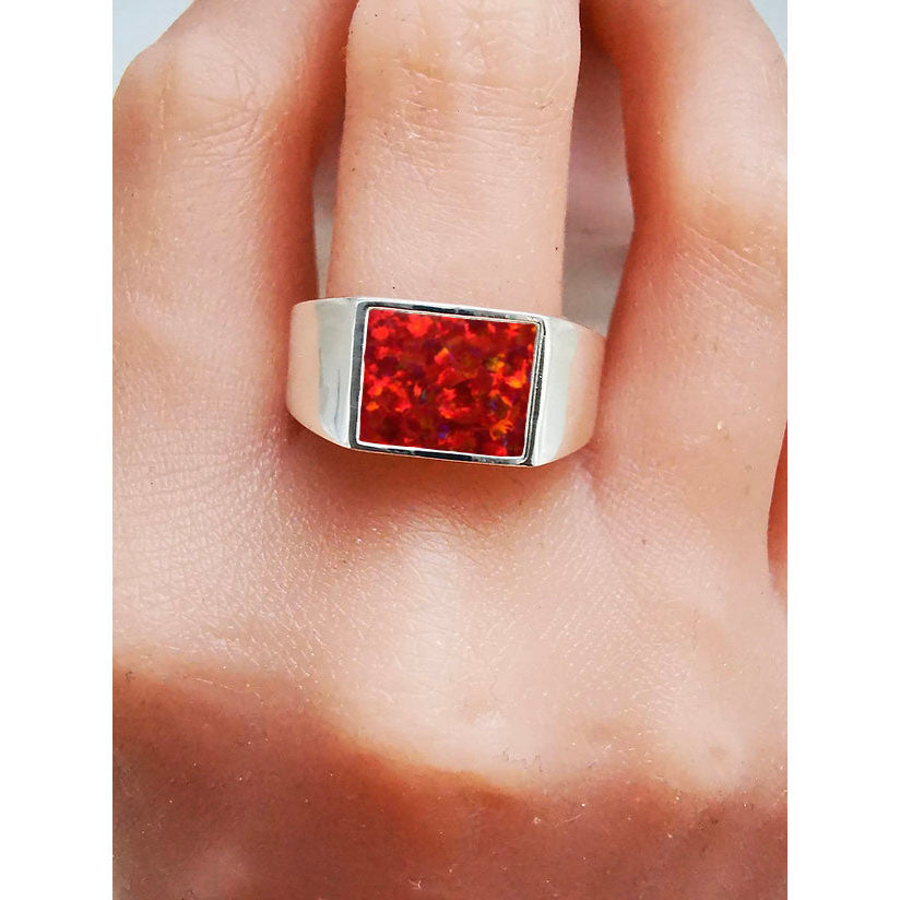 Silver Mens Square Signet Ring