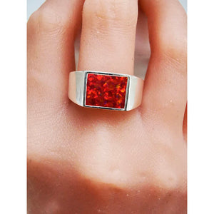 Silver Mens Square Signet Ring