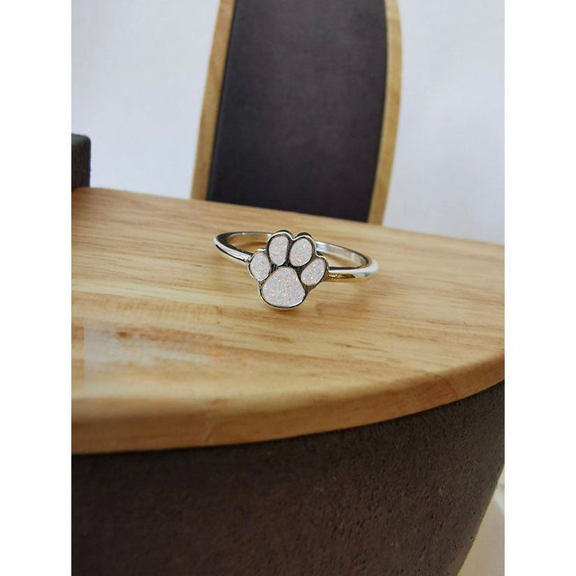 Silver Paw Print Ring