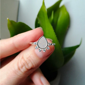Silver Rain Drop Ring with Cubic Zirconia