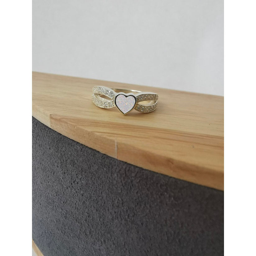 Silver Split Heart Cubic Zirconia