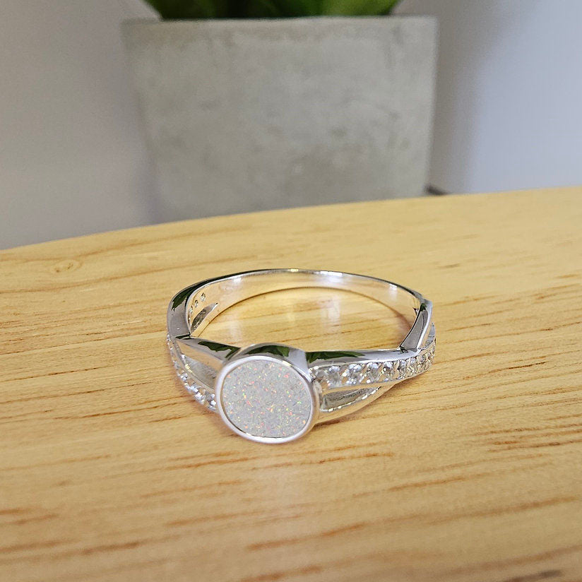 Silver Criss Cross Multi Gem Round 6mm