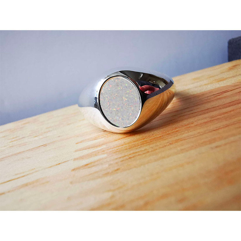 Silver Mens Oval Signet Ring